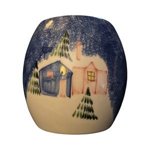 Millennium Marketplace/Italian Marketplace Blue Winter Scene Utensil Jar/Vase